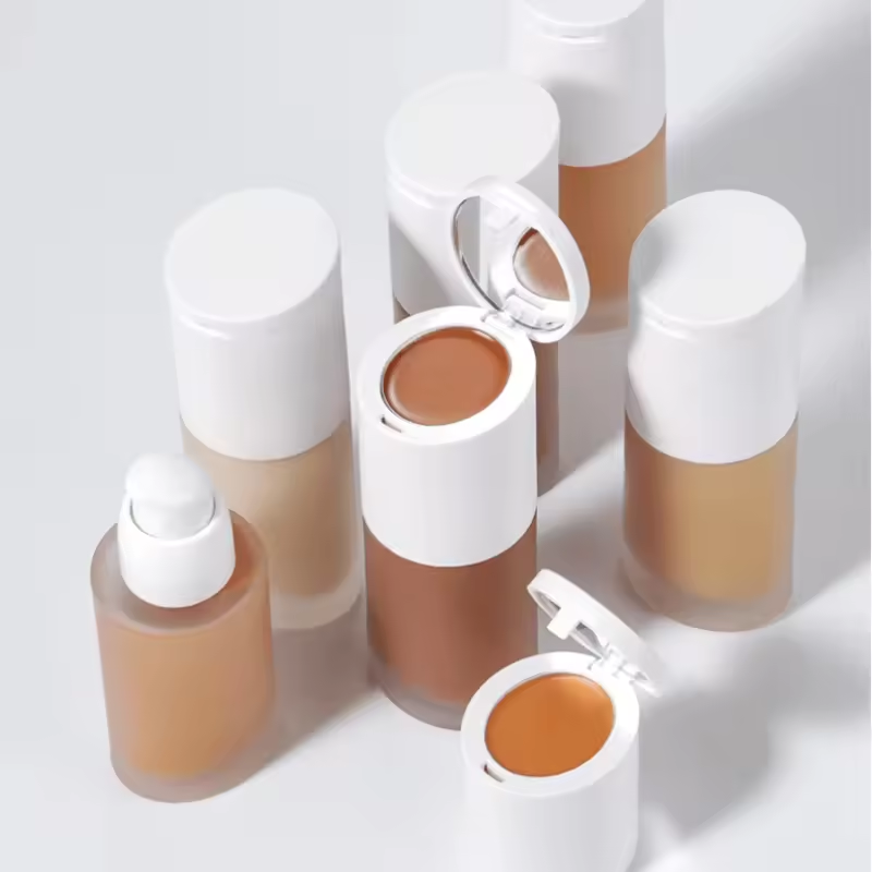 2-in-1 Liquid Foundation and Concealer with Mirror Full Coverage Makeup
