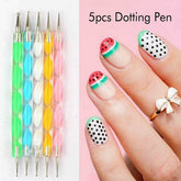 5-Piece Nail Art Dotting Pen Set – Manicure & Nail Design Tools