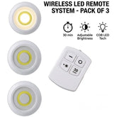 3-Piece LED Tap Light Set with Remote – Wireless Cabinet & Wardrobe Lights