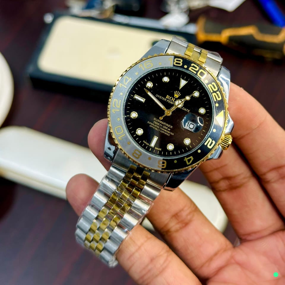Men’s Luxury Silver & Black Watch – Elegant Premium Timepiece