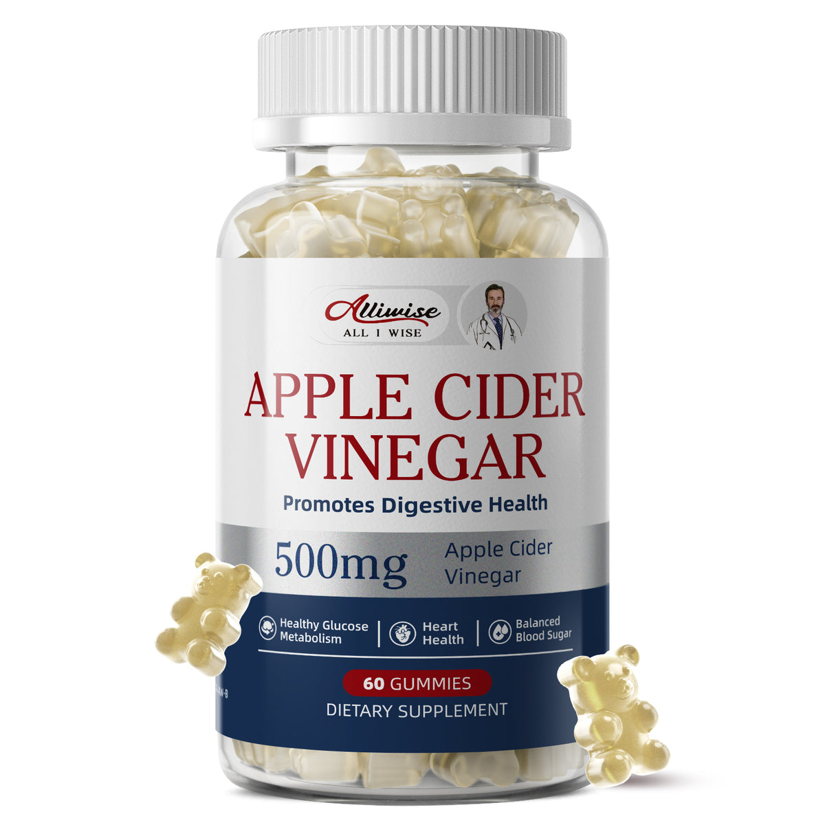 Natural Apple Cider Vinegar Gummies – 60 Gummies