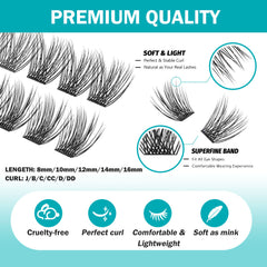 DIY Self-Adhesive Cluster Eyelash Extension Kit | Reusable Lash Clusters with Bond & Seal