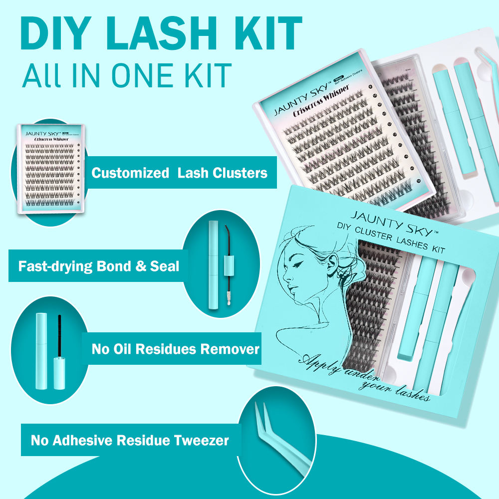 DIY Self-Adhesive Cluster Eyelash Extension Kit | Reusable Lash Clusters with Bond & Seal