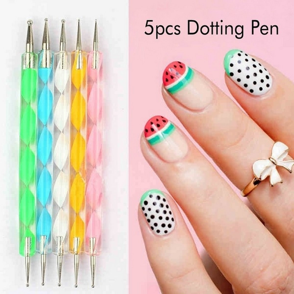 5-Piece Nail Art Dotting Pen Set – Manicure & Nail Design Tools