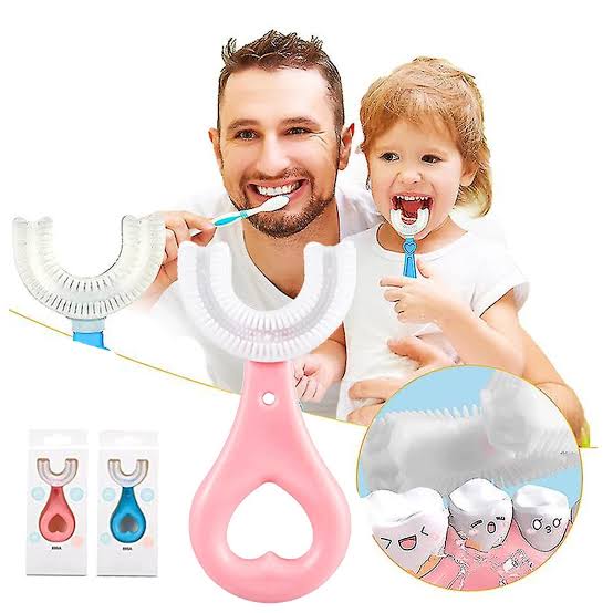 Kids U-Shaped Silicone Toothbrush Blue 2–6 Years